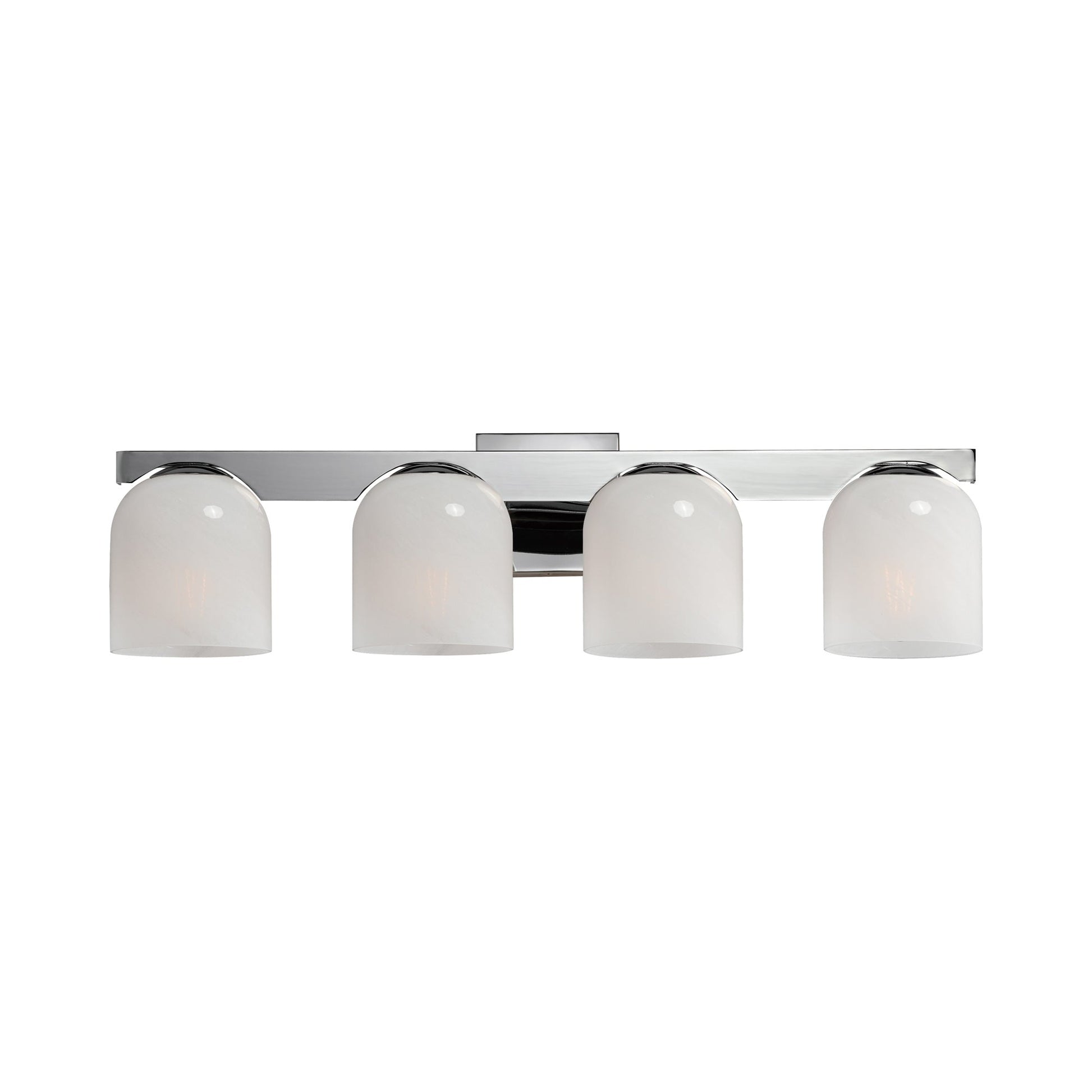 Scoop Bath Vanity Light in Polished Chrome (4-Light/Marble Glass).