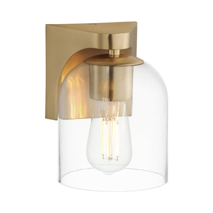 Scoop Bath Wall Light in Natural Aged Brass/Clear Glass.