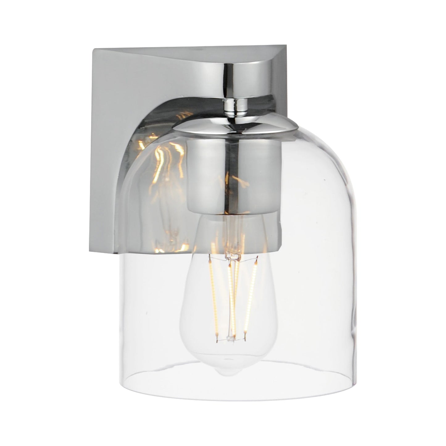 Scoop Bath Wall Light in Polished Chrome/Clear Glass.