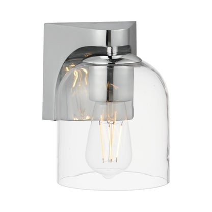 Scoop Bath Wall Light in Polished Chrome/Clear Glass.