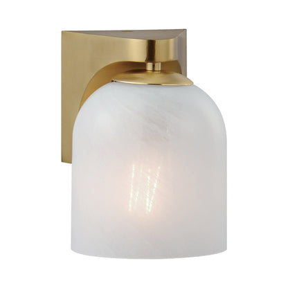 Scoop Bath Wall Light in Natural Aged Brass/Marble Glass.