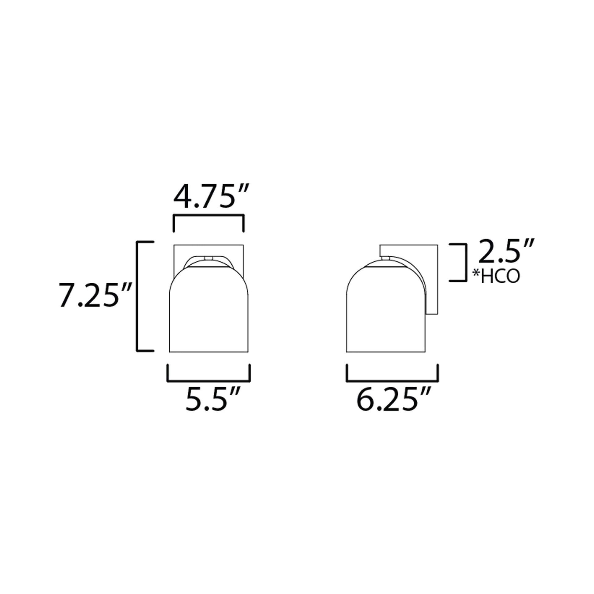 Scoop Bath Wall Light - line drawing.