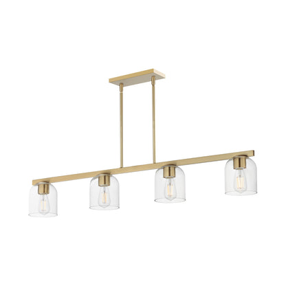 Scoop Linear Pendant Light in Natural Aged Brass (Clear Glass).