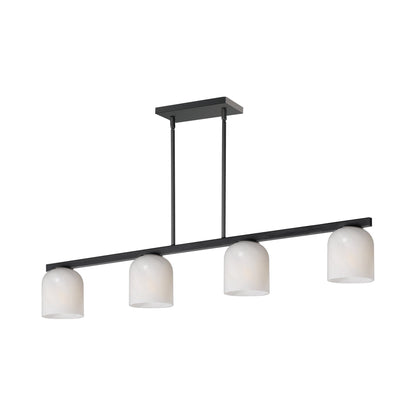 Scoop Linear Pendant Light in Black (Marble Glass).
