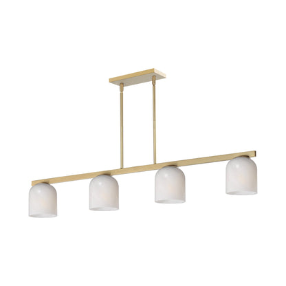 Scoop Linear Pendant Light in Natural Aged Brass (Marble Glass).