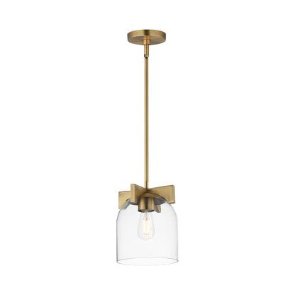 Scoop Semi-Flush Convertible Pendant Light in Natural Aged Brass (Clear Glass).