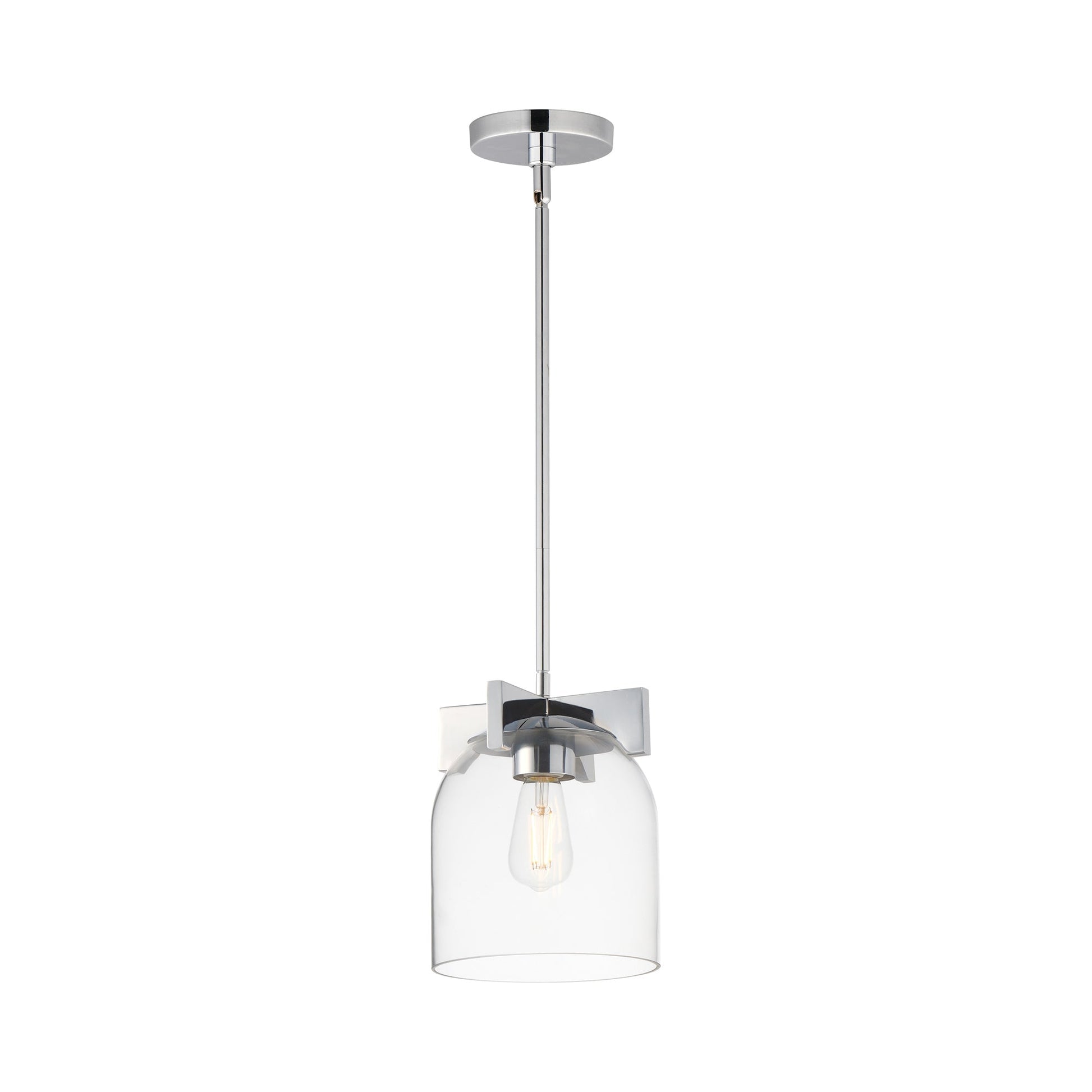 Scoop Semi-Flush Convertible Pendant Light in Polished Chrome (Clear Glass).