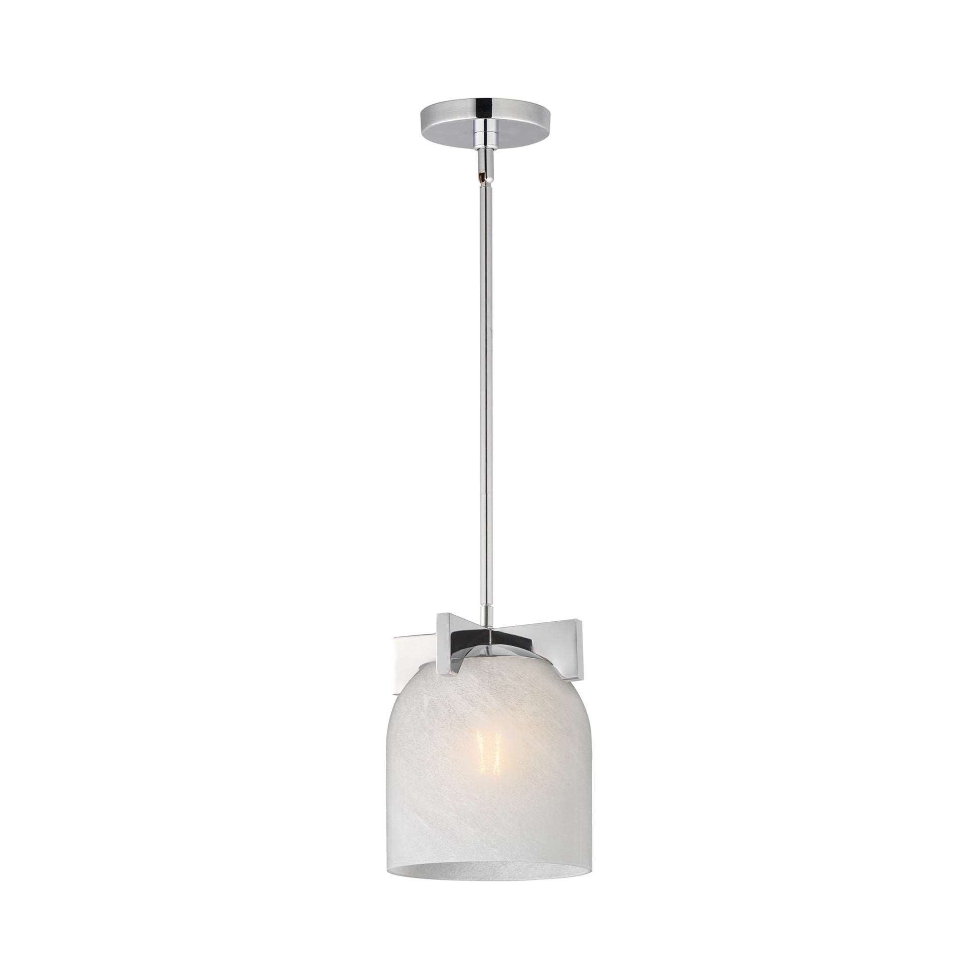 Scoop Semi-Flush Convertible Pendant Light in Polished Chrome (Marble Glass).