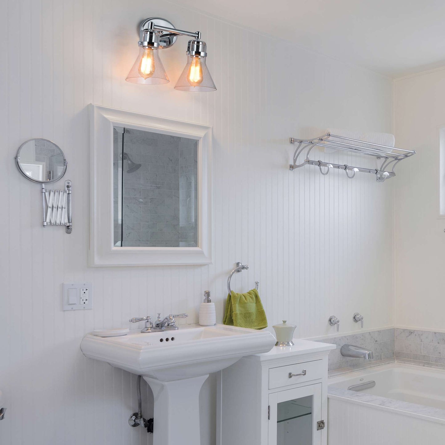 Seafarer Bath Vanity Light in bathroom.