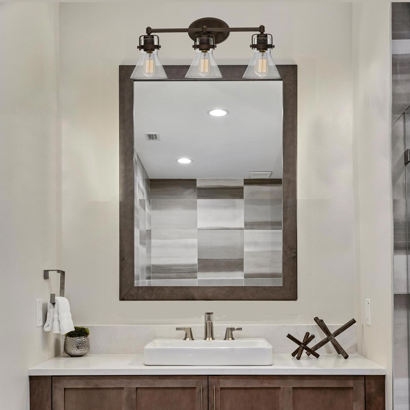 Seafarer Bath Vanity Light in bathroom.
