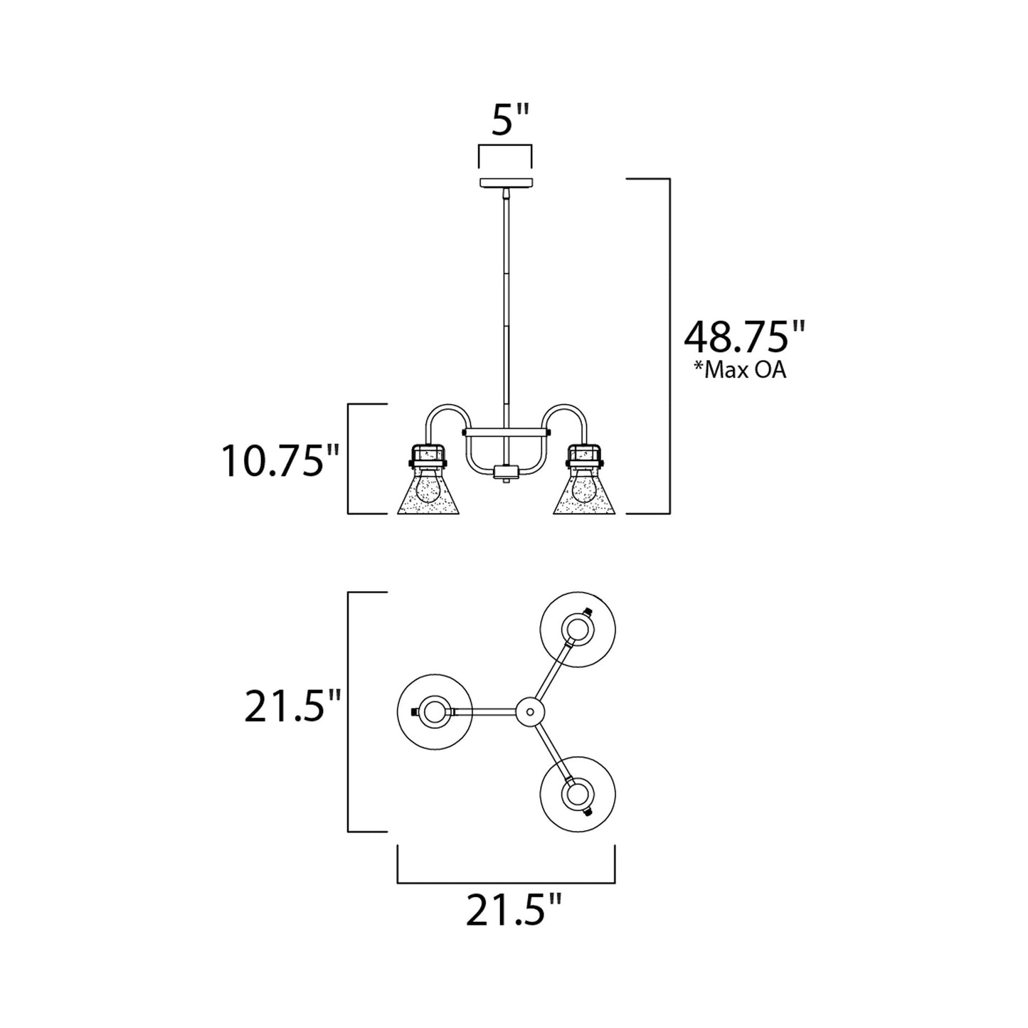 Seafarer Chandelier - line drawing.