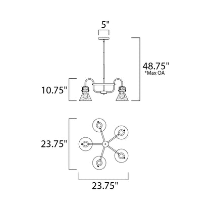Seafarer Chandelier - line drawing.