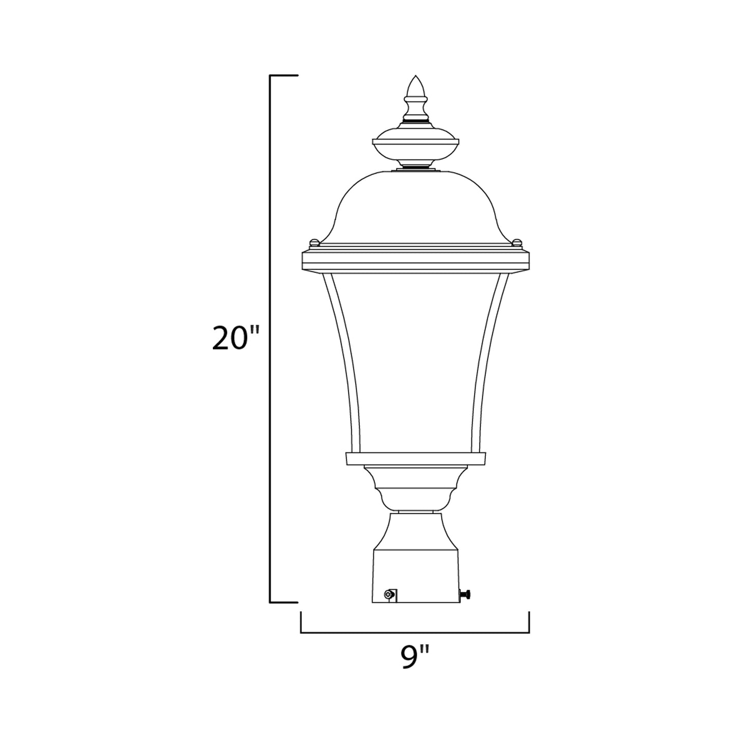 Senator Outdoor Post Light - line drawing.