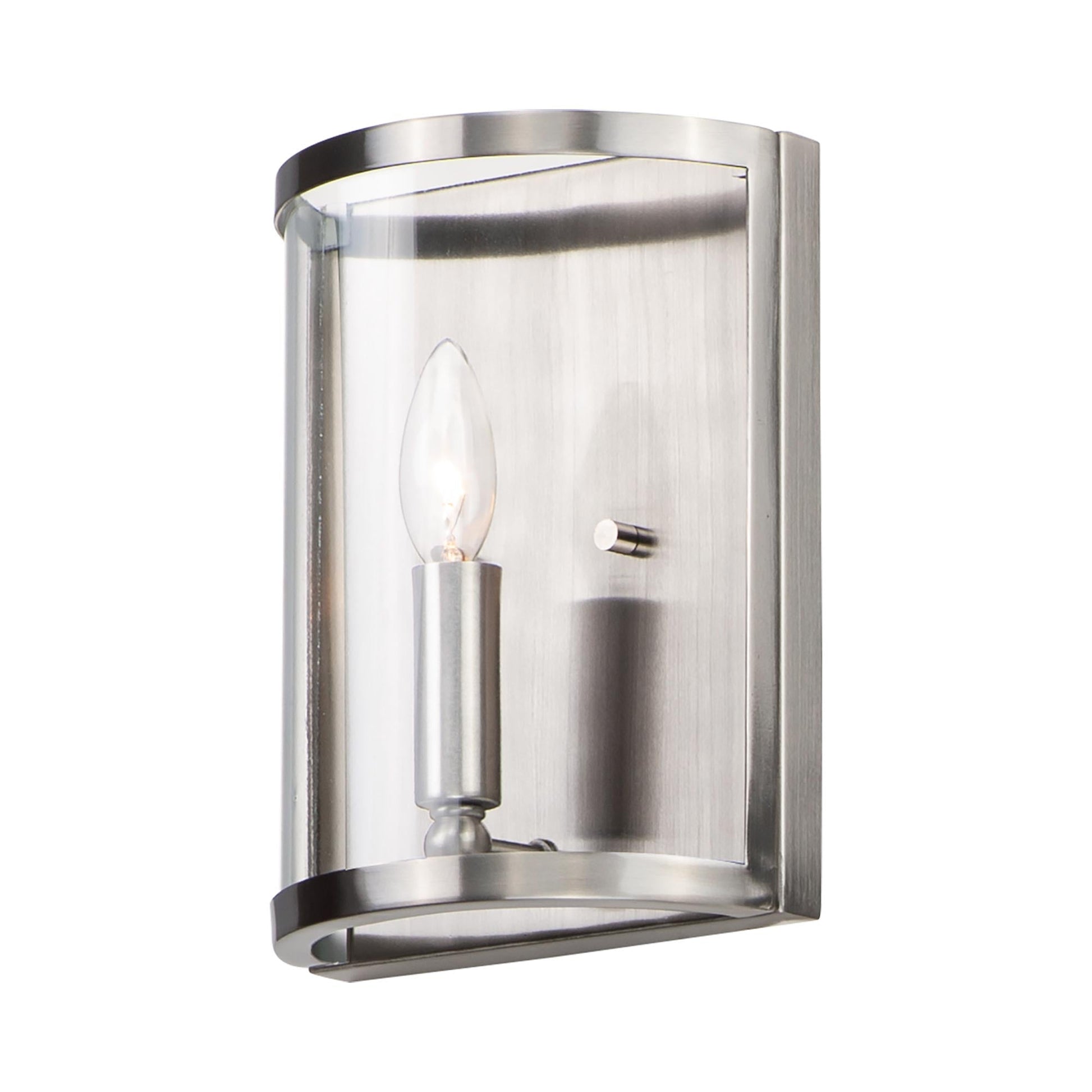 Sentinel Bath Wall Light in Satin Nickel.