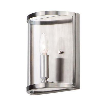 Sentinel Bath Wall Light in Satin Nickel.