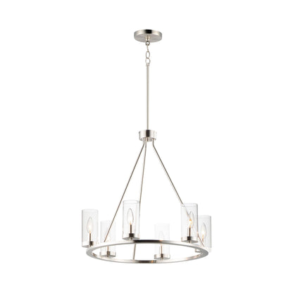 Sentinel Chandelier in Satin Nickel.