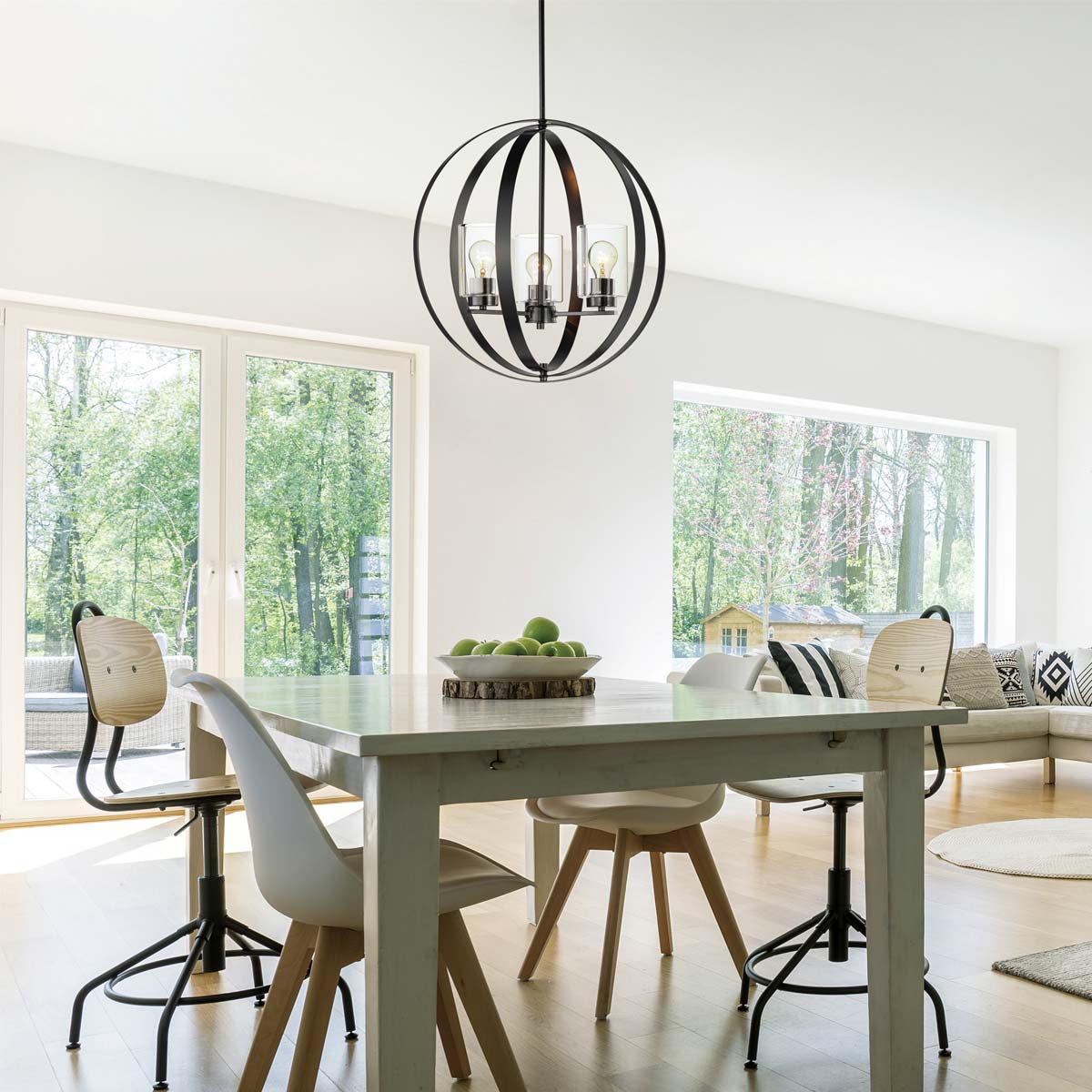 Sentinel Globe Pendant Light in dining room.