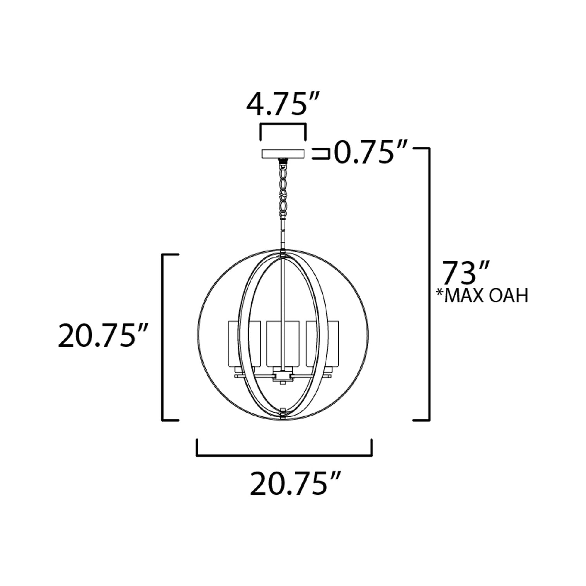 Sentinel Globe Pendant Light - line drawing.