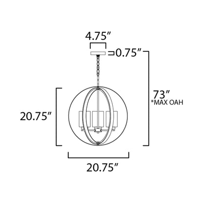 Sentinel Globe Pendant Light - line drawing.