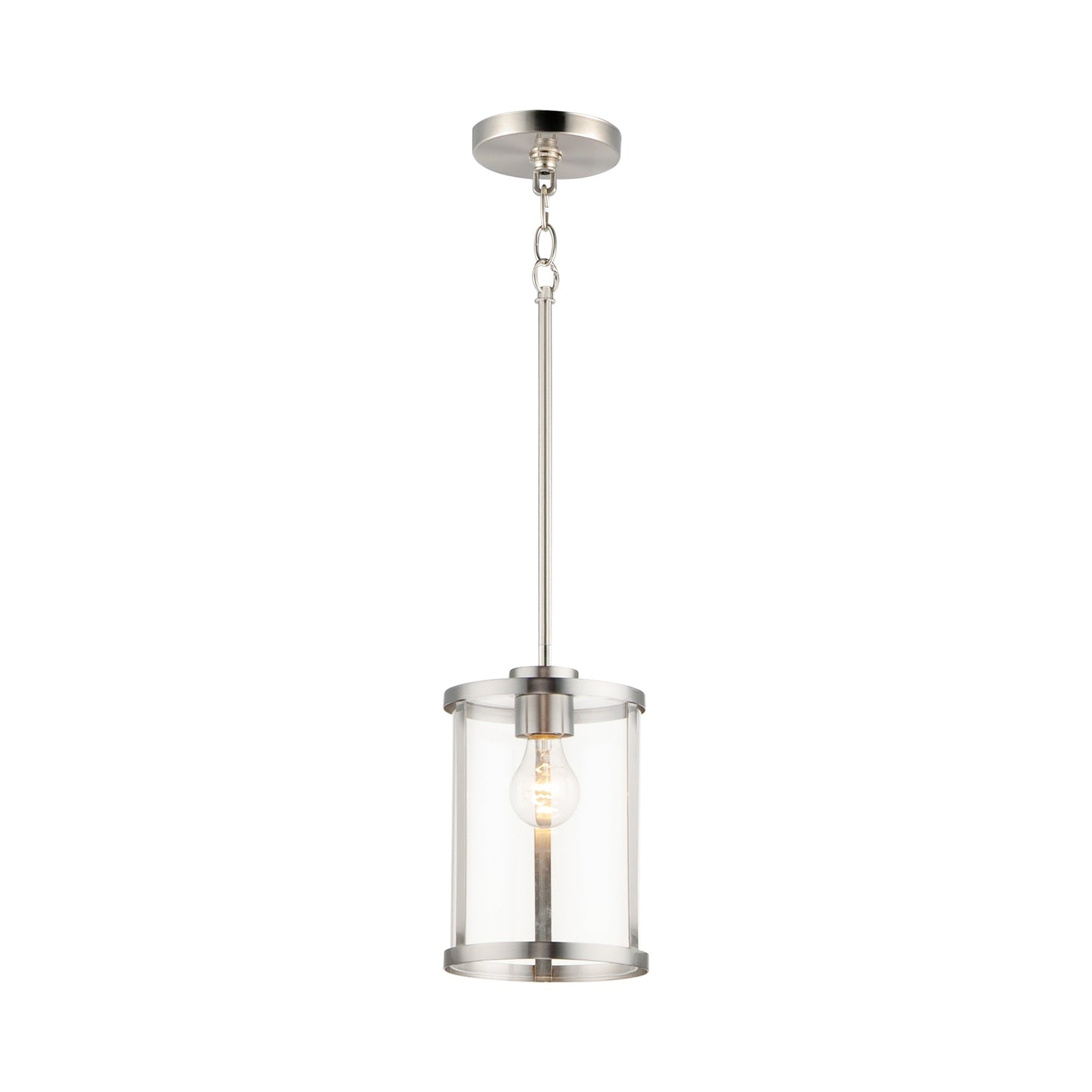 Sentinel Mini Pendant Light in Satin Nickel.
