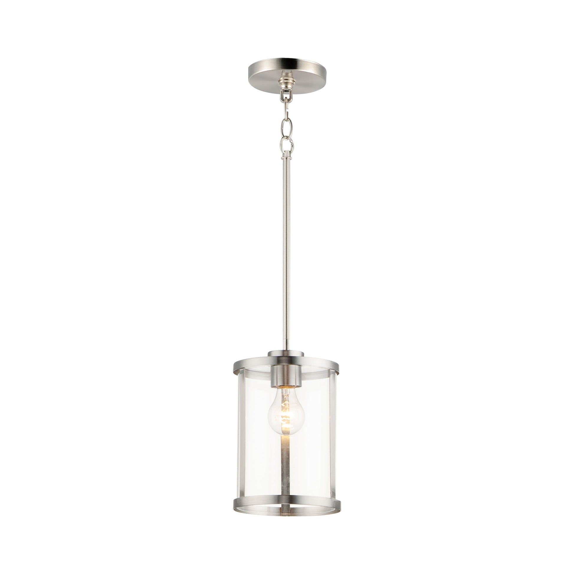 Sentinel Mini Pendant Light in Satin Nickel.