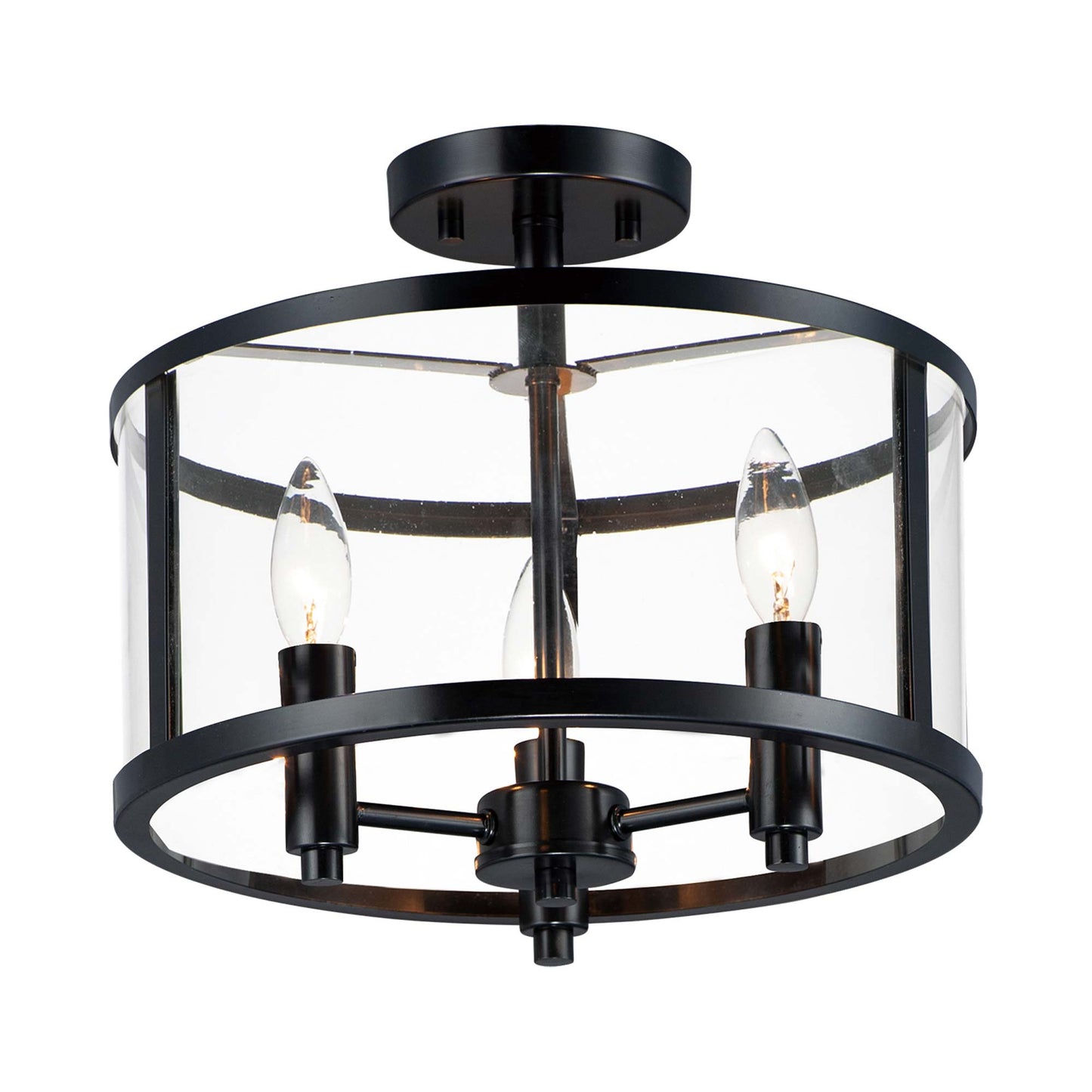 Sentinel Semi Flush Mount Ceiling Light in Black.