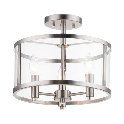 Sentinel Semi Flush Mount Ceiling Light in Satin Nickel.