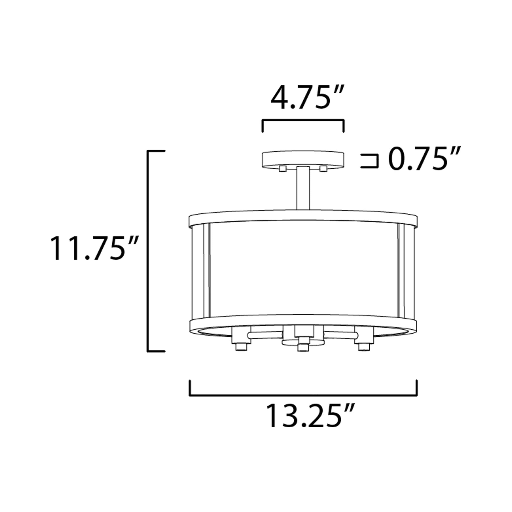 Sentinel Semi Flush Mount Ceiling Light - line drawing.