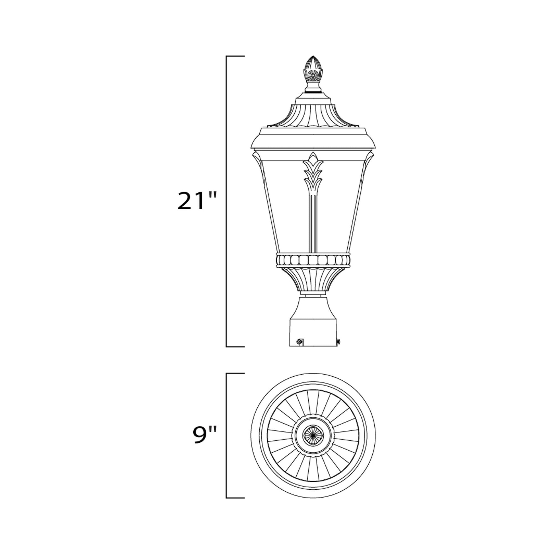 Sentry Outdoor Post Light - line drawing.
