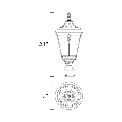 Sentry Outdoor Post Light - line drawing.