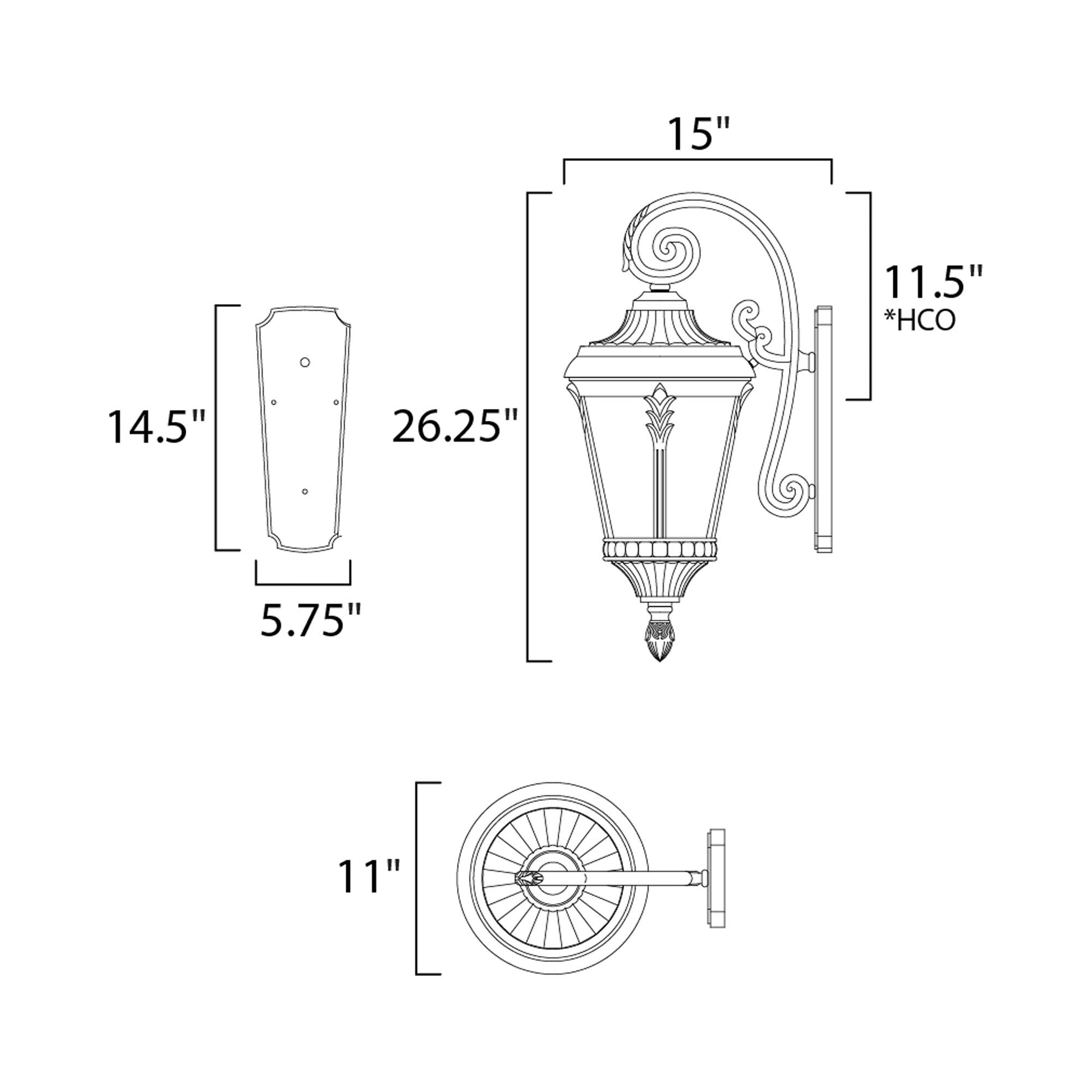 Sentry Outdoor Wall Light - line drawing.