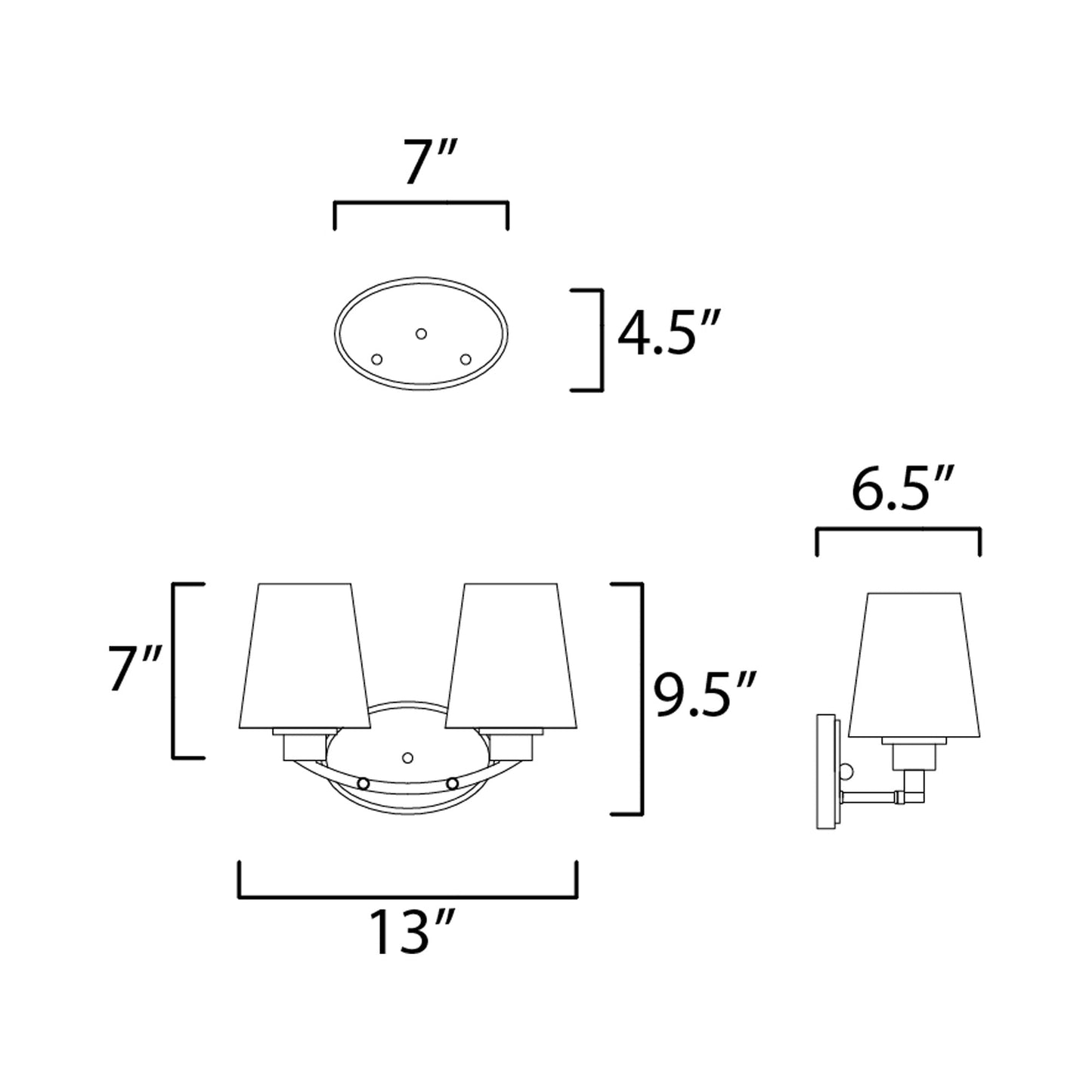 Shelter Bath Vanity Light - line drawing.
