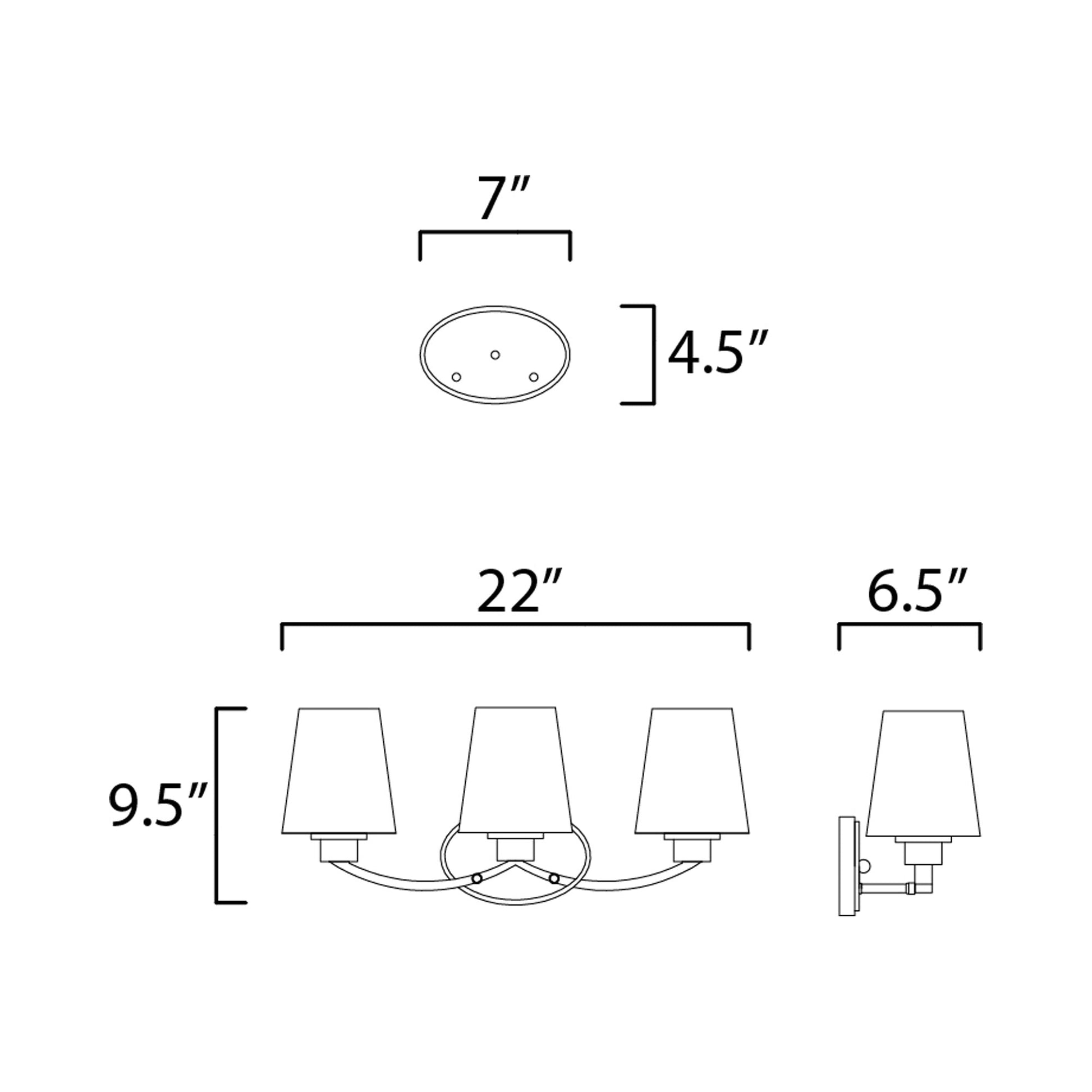 Shelter Bath Vanity Light - line drawing.