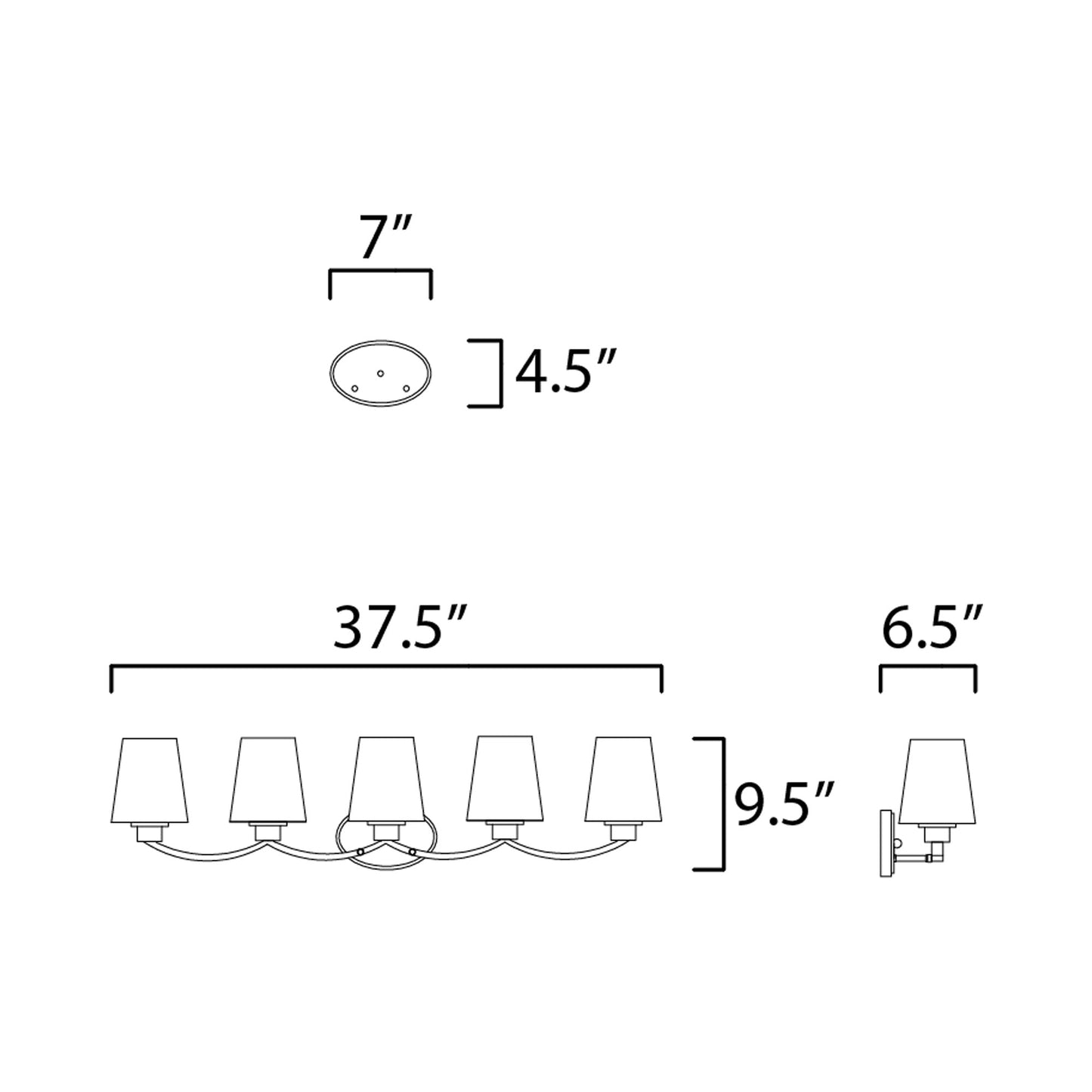 Shelter Bath Vanity Light - line drawing.