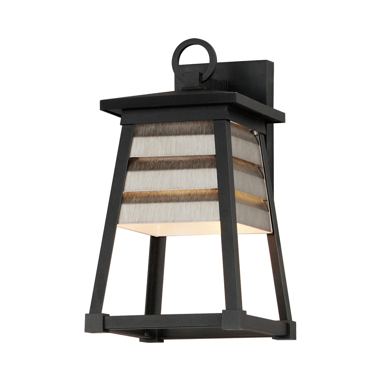 Shutters Outdoor Wall Light in Weathered Zinc/Black (14-Inch).
