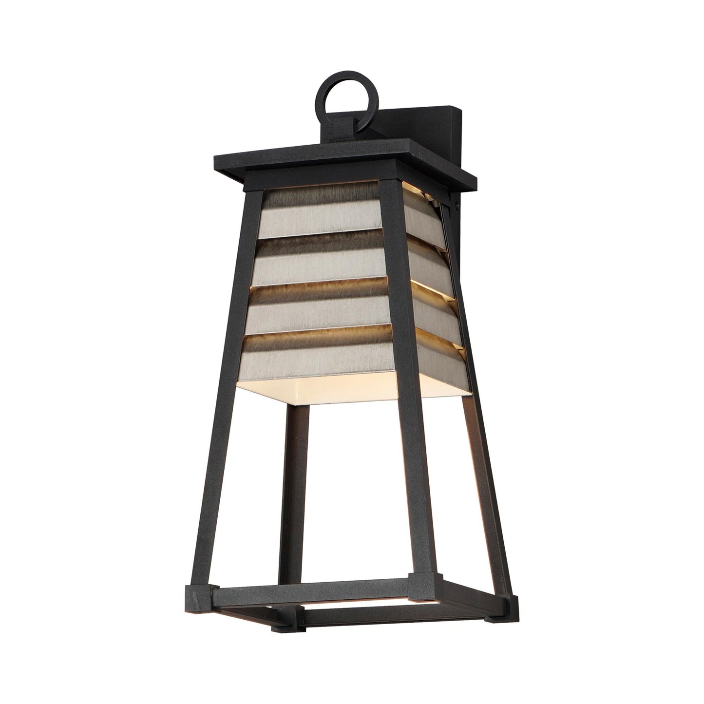 Shutters Outdoor Wall Light in Weathered Zinc/Black (18-Inch).