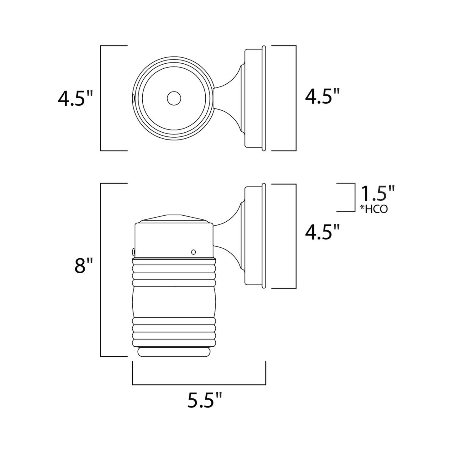 Side Door Outdoor Glass Wall Light - line drawing.