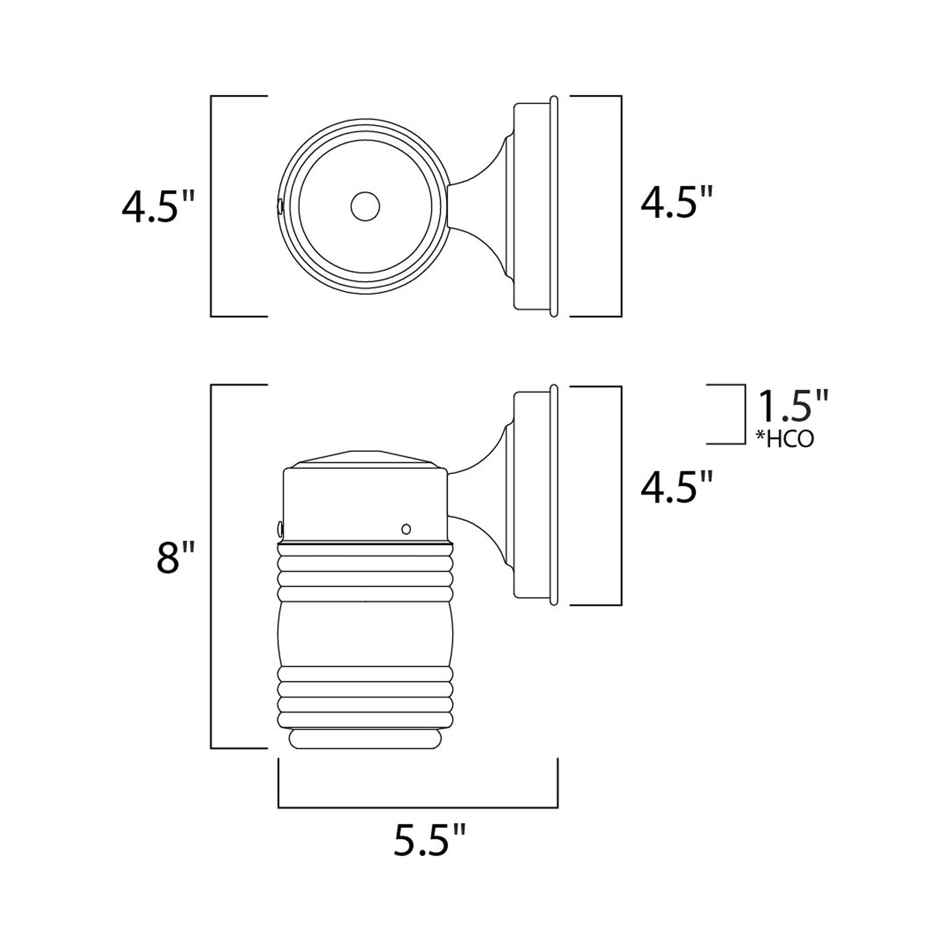Side Door Outdoor Glass Wall Light - line drawing.