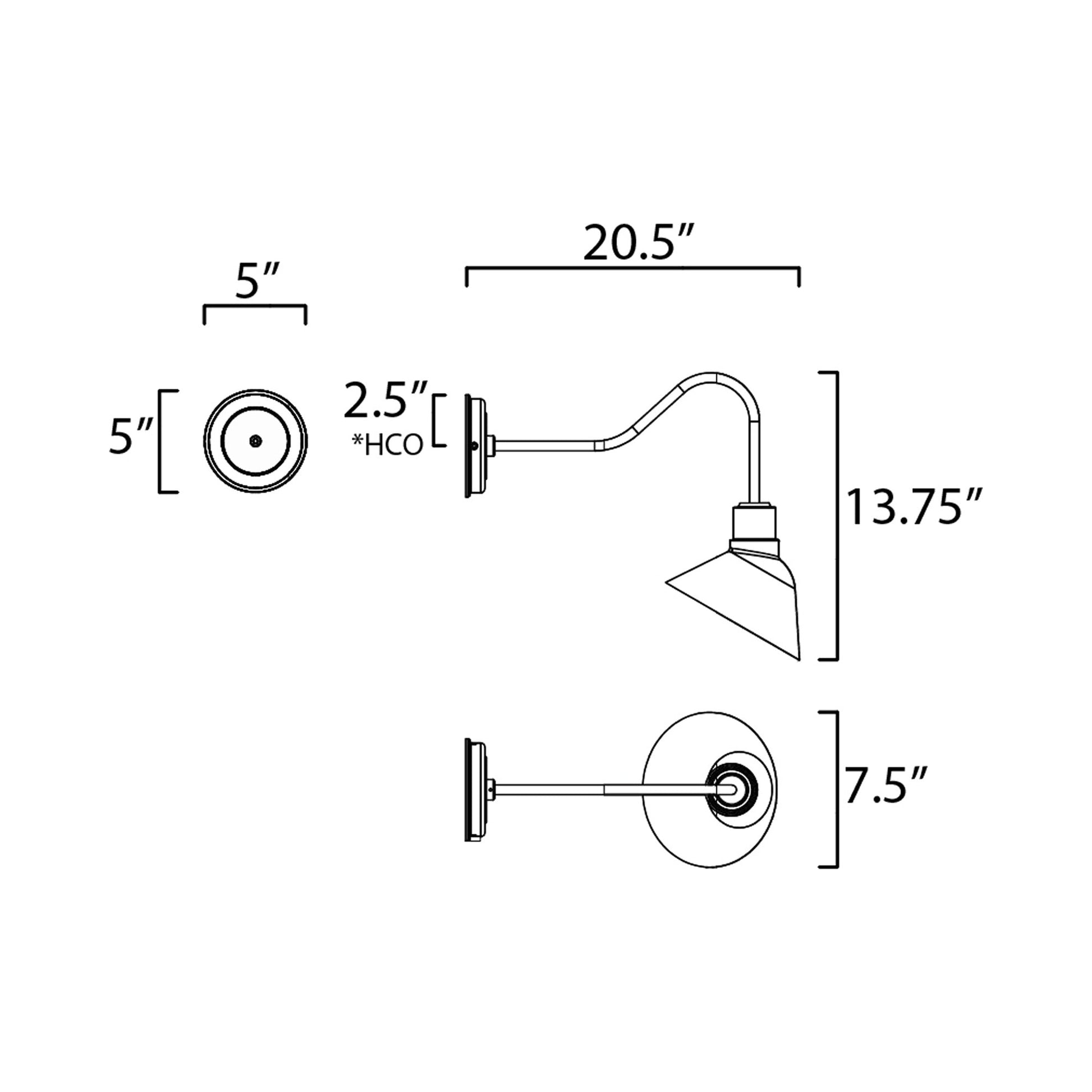 Signlite Outdoor Wall Light - line drawing.