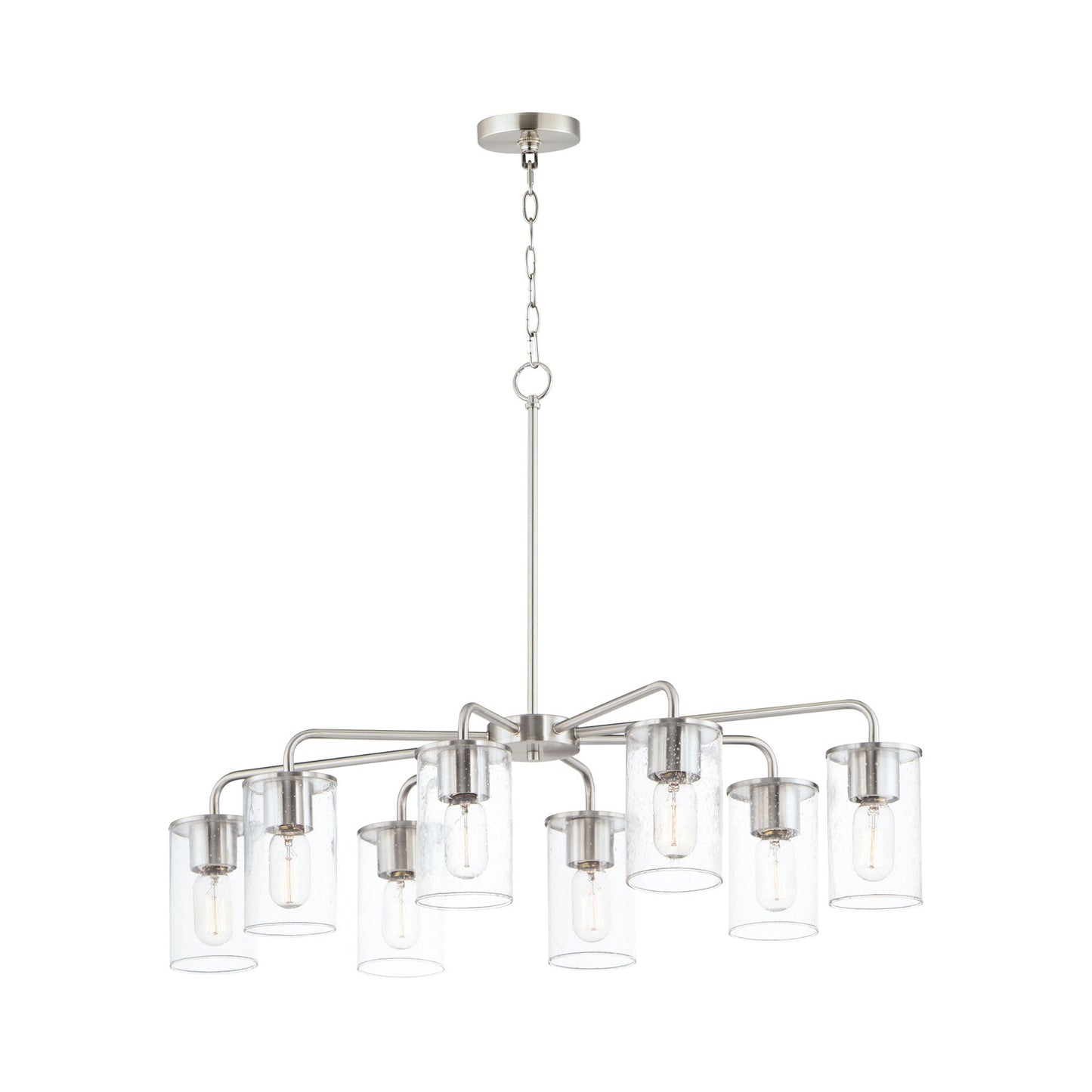 Sleek Chandelier In Satin Nickel (8-Light).