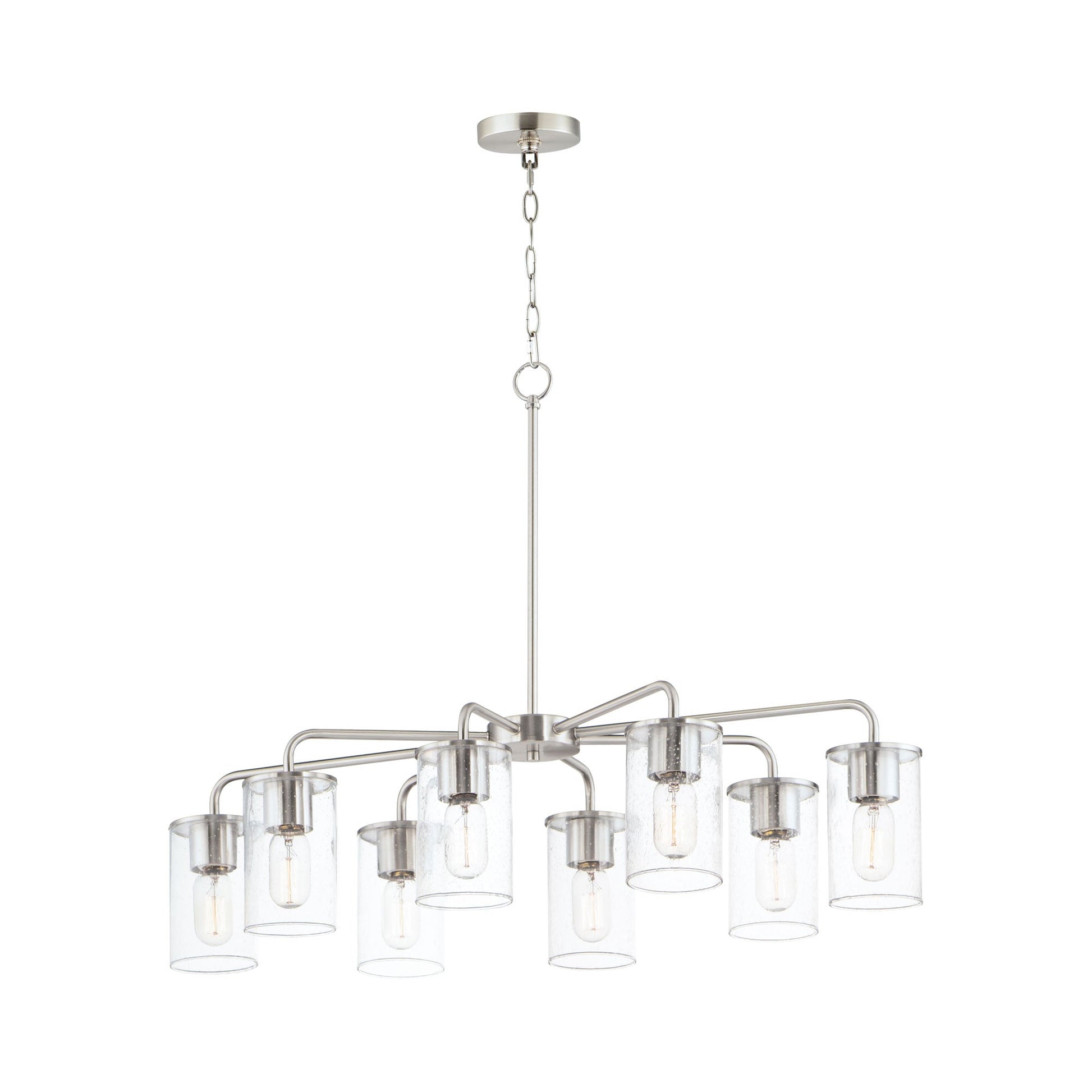 Sleek Chandelier In Satin Nickel (8-Light).