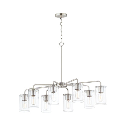 Sleek Chandelier In Satin Nickel (8-Light).