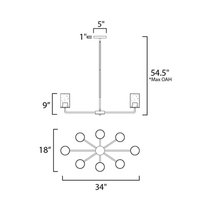 Sleek Chandelier - line drawing.