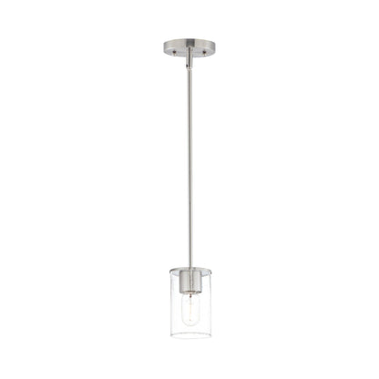 Sleek Mini Pendant Light in Satin Nickel.