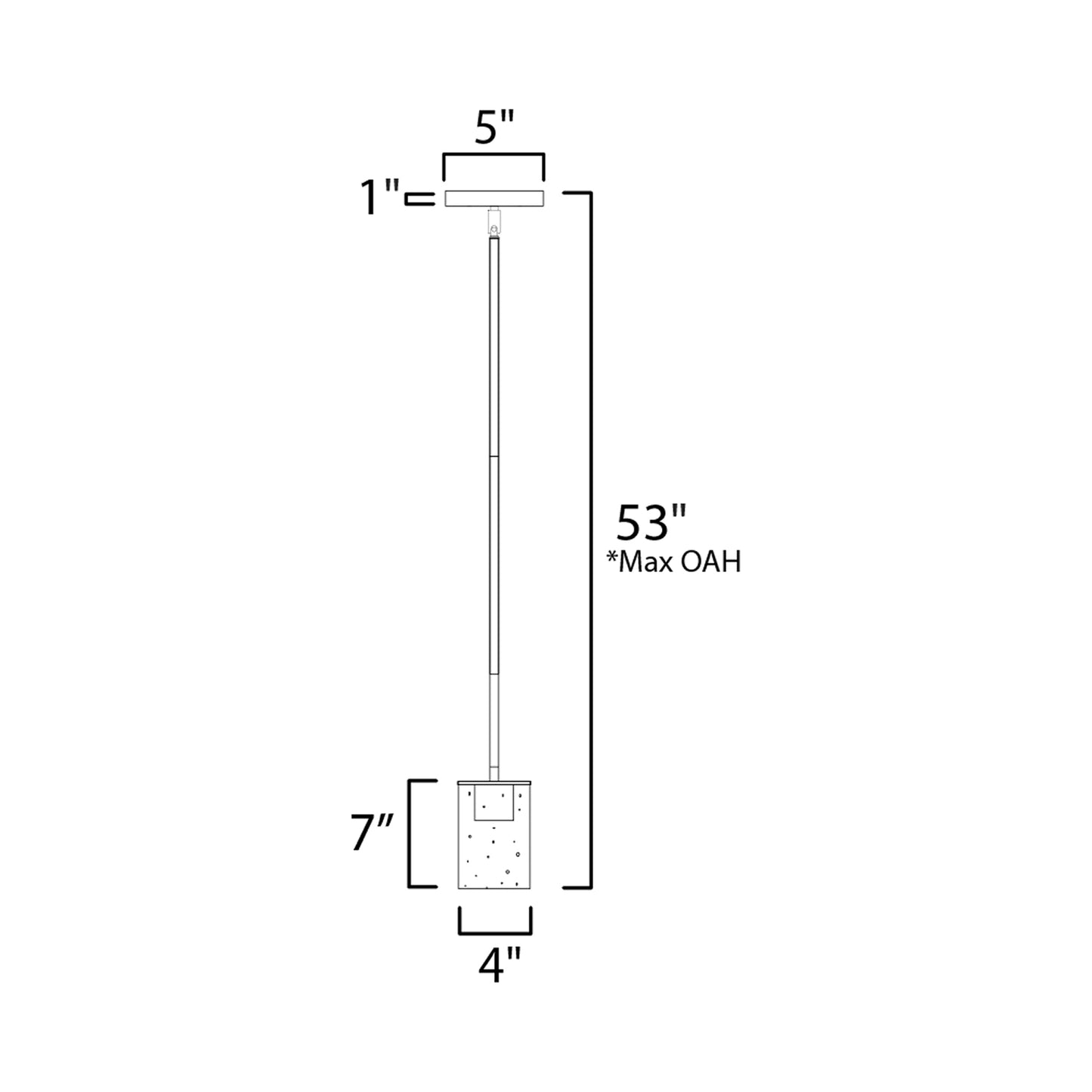 Sleek Mini Pendant Light - line drawing.
