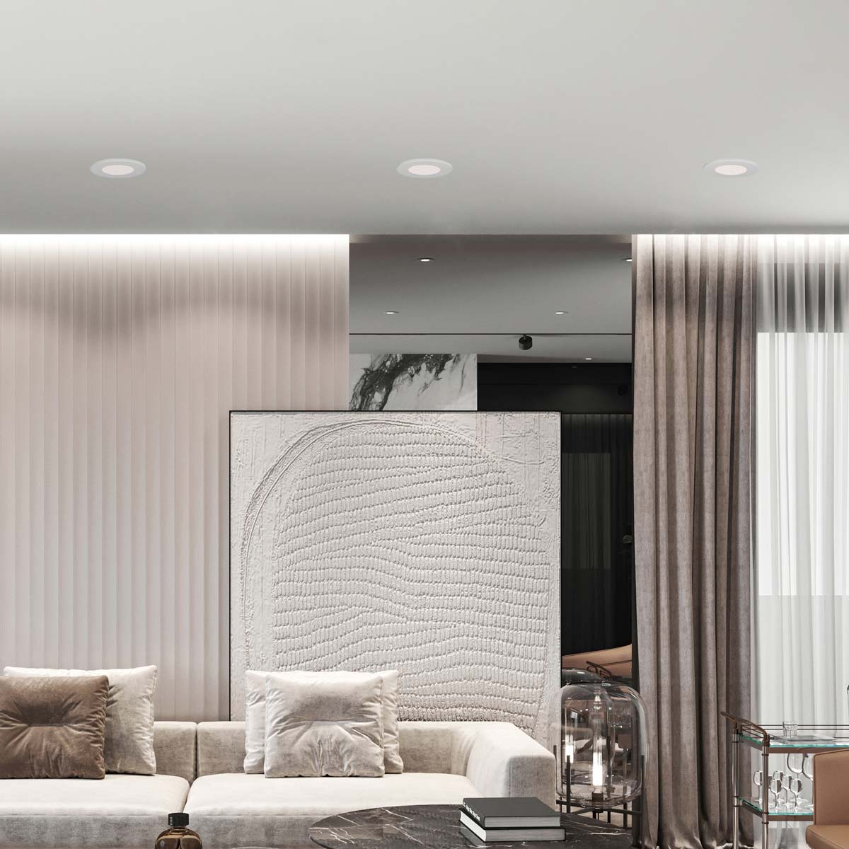 Snug LED Recessed Light in living room.