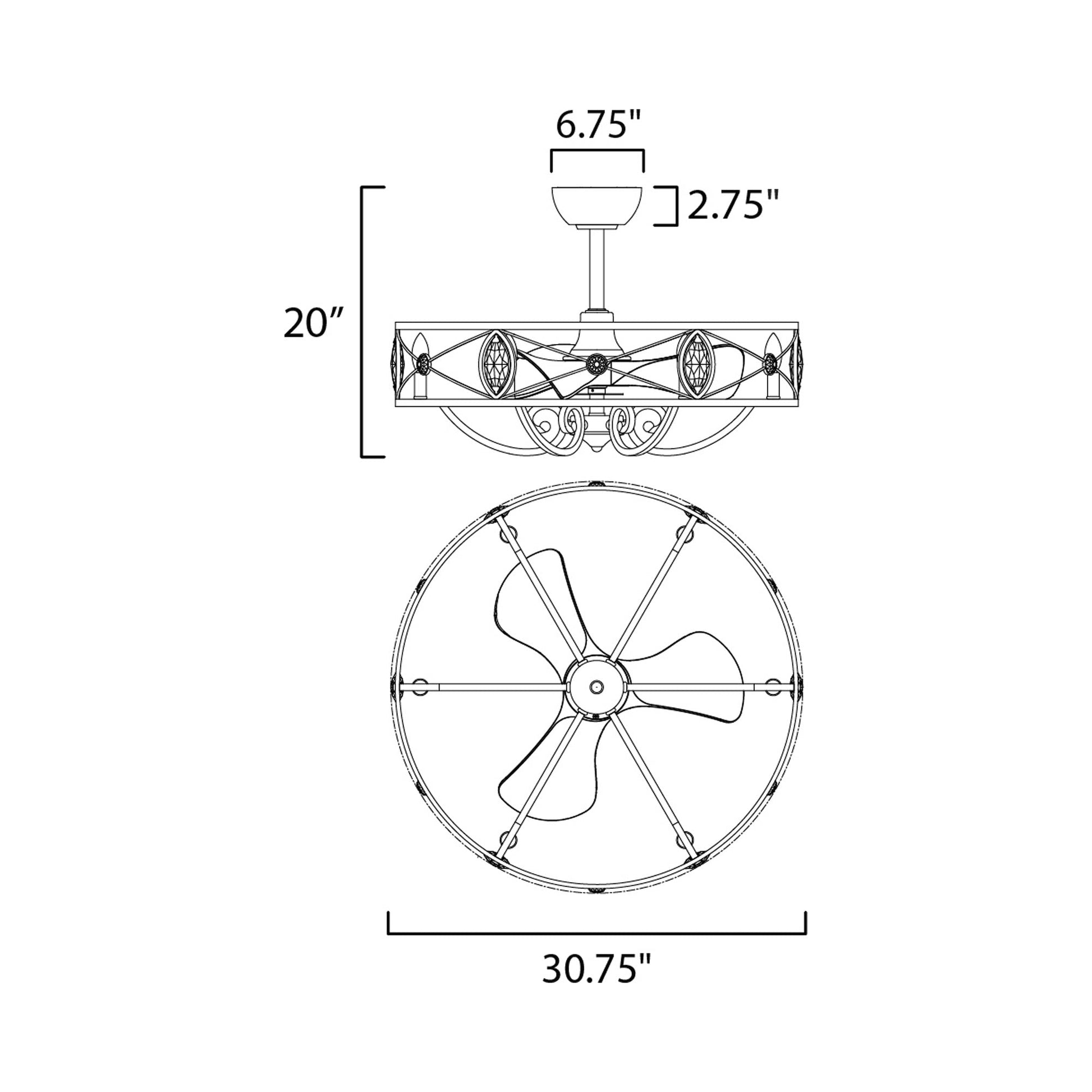 Solitaire Ceiling Fan - line drawing.
