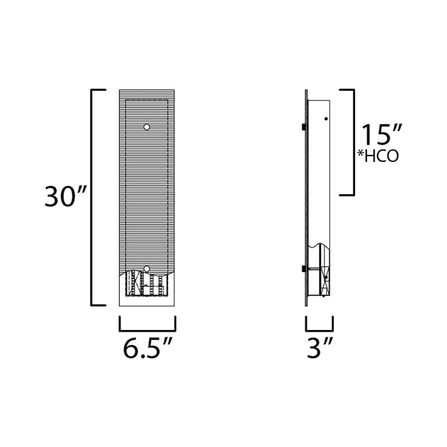 Spectre LED Bath Vanity Light - line drawing.