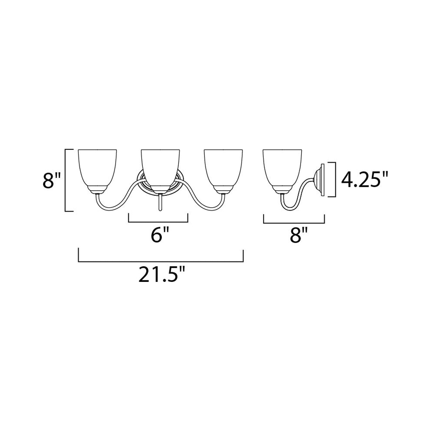 Stefan Bath Vanity Light - line drawing.