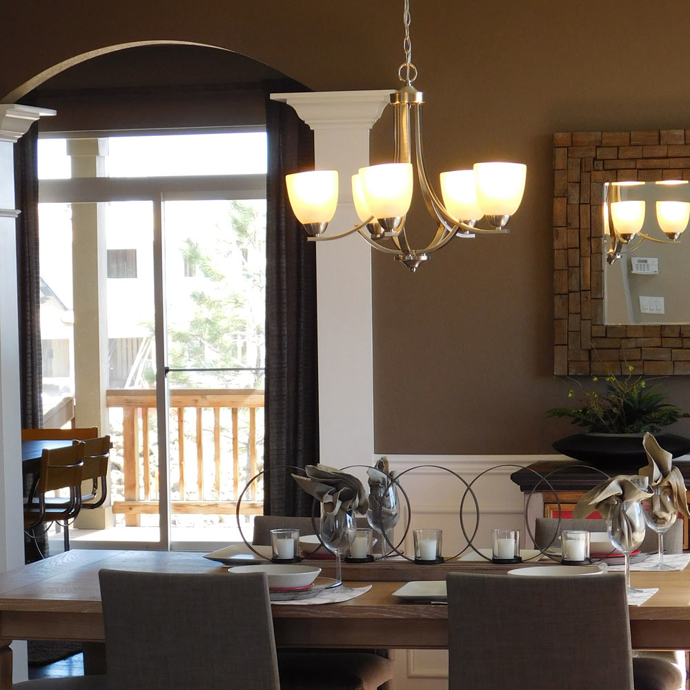 Stefan Chandelier in dining room.